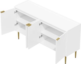 STILVORA Aparador Con 4 Puertas Y Estantes Ajustables, Estilo Lujo Moderno, En Mdf, 140&times;38&times;75 Cm, Blanco