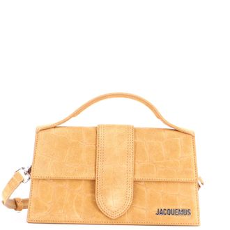 Jacquemus Le Grand Bambino Flap Bag Crocodile Embossed Suede