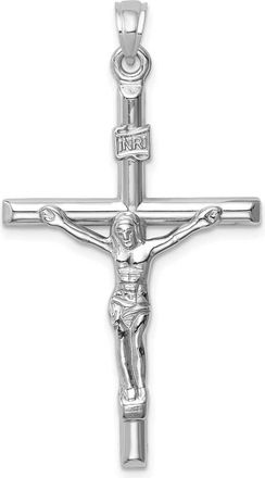Diamond2Deal 14k White Gold Hollow Crucifix Pendant