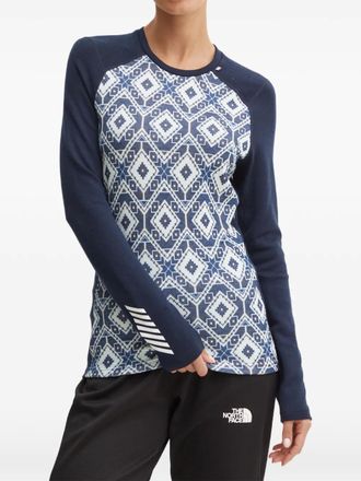 Helly Hansen patterned base-layer top - women - Merino/Polypropylene - M - Blue