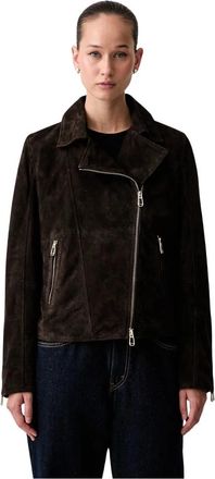Joop Luisa Biker Jacket - Dames - Leren en Su&egrave;de Jassen - Bruin - S - Su&egrave;de - Jassen