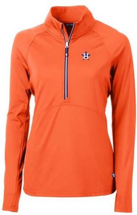 Cutter & Buck Womens Cutter & Buck Orange Houston Astros Adapt Eco Knit Stretch Half-Zip Pullover Top at Nordstrom, Size Xx-Large