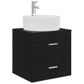 vidaXL Vanidad Con Lavabo De Pared Roble Negro 49,5 X 44,5 X 65 Cm Vidaxl