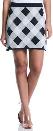 Shelli Segal Checkered Pattern Sweater Skirt in Peacoat at Nordstrom Rack, Size X-Large