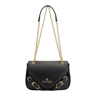 Braccialini Bolso de Hombro con Cadena y Cuero Sint&eacute;tico - Bags - Mujer - Negro - ONE SIZE