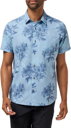 Travis Mathew Seashelf Floral Technical Button-Up Shirt in Forget Me Not at Nordstrom, Size X-Large