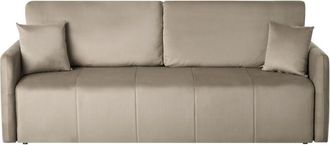 Beliani Sof&aacute; Moderno De 3 Plazas De Terciopelo Con Cojines Adicionales Y Funci&oacute;n Cama Gris Pardo Egge