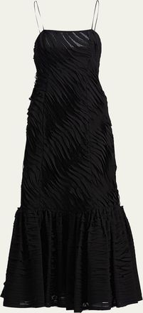 Ulla Johnson Augustina Textured-Pleat Maxi Dress