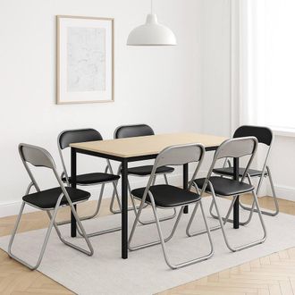 Dmora Dmora Conjunto De Seis Sillas Plegables, Color Negro, Medidas 43 X 47 X 78 Cm, Con Embalaje Reforzado