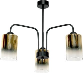 OEM L&aacute;mpara De Techo Cl&aacute;sica Con Pantallas De Cristal Negro Y Detalles Dorados Transparentes 15-502 Monare