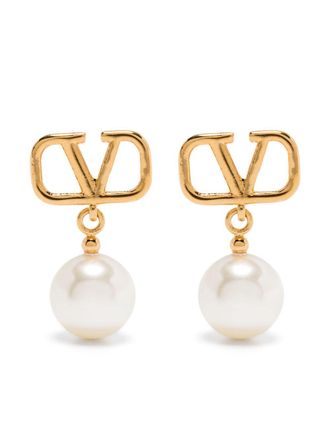 Valentino Garavani V Logo Signature Pearls Earrings