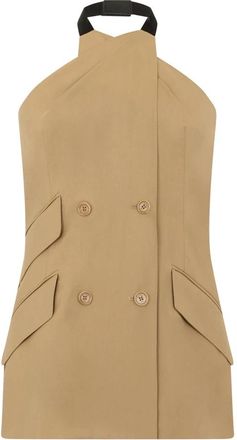 Max Mara Nuraghe Mouwloze Jas - Dames - Tops zonder mouwen - Beige - S - Wol - Tops