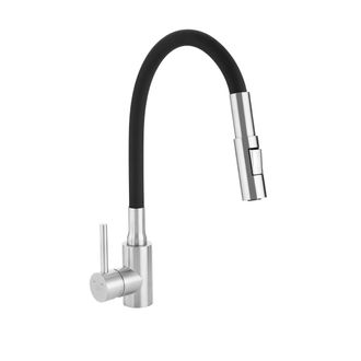 OEM Nila - Grifo De Cocina Independiente Con Ca&ntilde;o Flexible De 2 Funciones, Acero Cepillado/negro