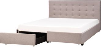 Beliani Beliani - Cama Con Almacenaje De Poli&eacute;ster Gris Claro Negro 180 X 200 Cm La Rochelle