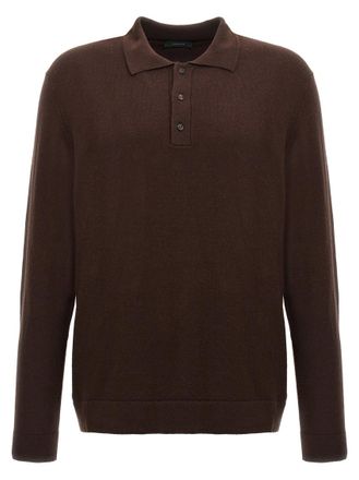 Zanone Brown Cashmere wool polo shirt