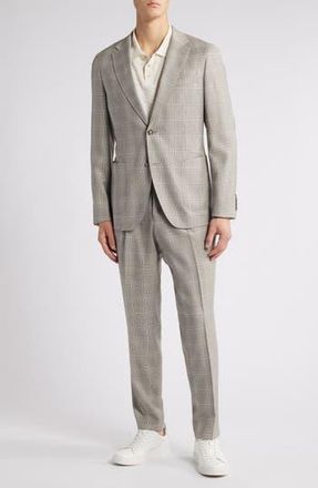 BOSS Heston Glen Plaid Wool Suit in Open Grey Green at Nordstrom Rack, Size 42 Long