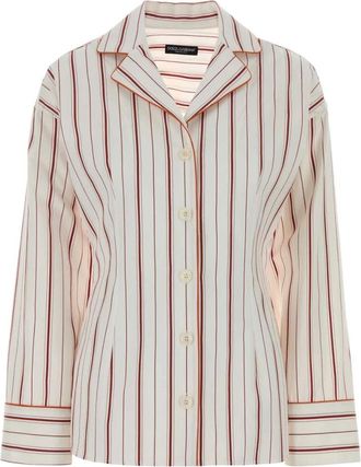 Dolce & Gabbana Gestreept poplin overhemd - Dames - Overhemden - Wit - XS - Katoen - Overhemden