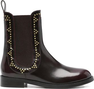 Aquazzura studded boots - women - Fabric/Leather/Rubber - 38.5 - Brown