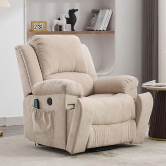 C&A Power Lift Recliner Chair for Seniors with Heat, Vibration, Storage, and Cup Holders - Heavy Duty Design