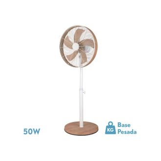 Fabrilamp Fabrilamp - Ventilador De Pie Alca&ntilde;iz Blanco/haya 3vel.50w.5aspas Oscilante Y Rotatorio Regx45x37cm