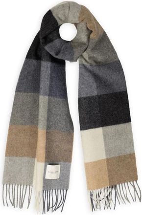 Profuomo Accessoires, Heren, Veelkleurig, ONE Size, Wol, Blauwe Lamswollen Sjaal met Franjes