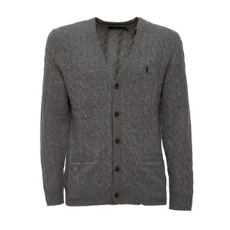 Polo Ralph Lauren Cable-Knit Wool Cashmere V-Neck Pocket Cardigan