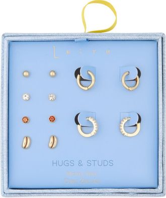 Leith 6-Pack Coffee Bean Assorted Earrings Set in Brown Multi- Gold at Nordstrom Rack
