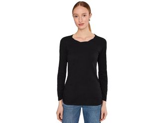Mod-o-doc Long Sleeve Twisted Scoopneck T-Shirts Womens Clothing Black : LG (US 12-14), Cotton