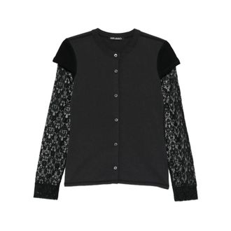 Our Legacy Blouses, female, Black, Size: S Heat Lace Appliqu&eacute; Cardigan