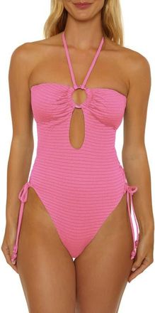 Isabella Rose Taylor Maza Ring Halter One-Piece Swimsuit in Rosy at Nordstrom, Size Medium