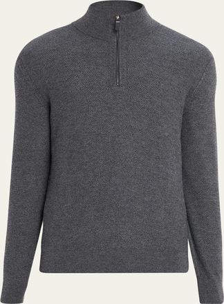 Ermenegildo Zegna Mens Cashmere Waffle-Knit Quarter-Zip Sweater