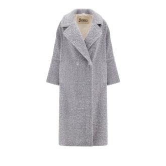 Herno Double-Breasted Coats, female, Gray, Size: 3XS Soft Faux Fur Coat