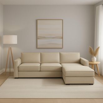 Dmora Sof&aacute; Fijo Dkiyin, Sof&aacute; De Esquina, 100% Made In Italy, Sof&aacute; Sal&oacute;n Con, Pen&iacute;nsula Contenedor Derecha, Con Reposabrazos Est&aacute;ndar, Cm 280x95h90, Beige - 