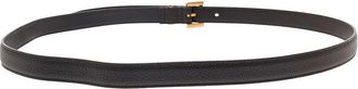 Saint Laurent Mens Black Leather Belt With Cassandre Detail Calf