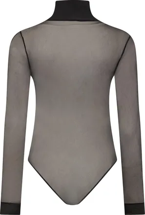 Maison Margiela Womens Long-Sleeve Sheer Bodysuit Black Polyester Bodies
