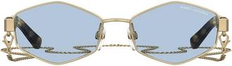 Marc Jacobs Metallic Zonnebril - Dames - Zonnebrillen - Geel - 55 MM - Accessoires