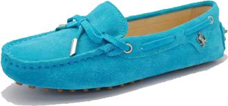 Minitoo Driving Shoes Womens Knot Slip-on Turquoise Suede Casual Loafers Boat Shoes UK 6.5
