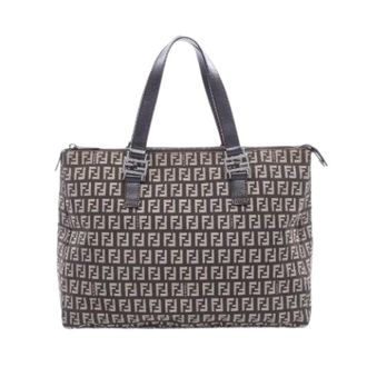 Fendi Pre-owned Tote Bags, female, Brown, Size: ONE SIZE Pre-owned Zucchino Canvas Leather Tote Bag