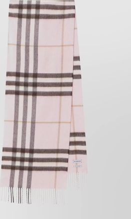 Burberry cashmere scarf featuring checked pattern and fringe