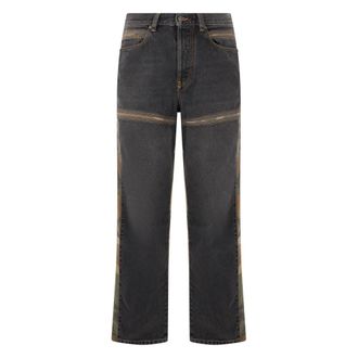 Diesel Straight Jeans, male, Gray, Size: W34 Jeans in dark gray denim straight and wide
