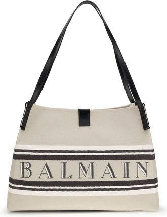 Balmain Womens Shoulder Bag Release Natural-Black-Optical White Cotton Natural/black/optical