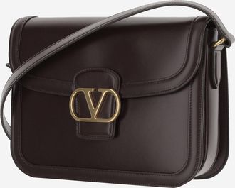 Valentino Garavani Womens Leather Shoulder Bag Dark Brown Calfskin