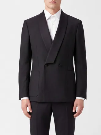 Alexander McQueen McQueen Blazer doppiopetto da smoking in lana con collo a scialle in raso