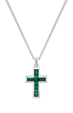 Vincero Mens Stone Cross Pendant Necklace in Green Nano at Nordstrom