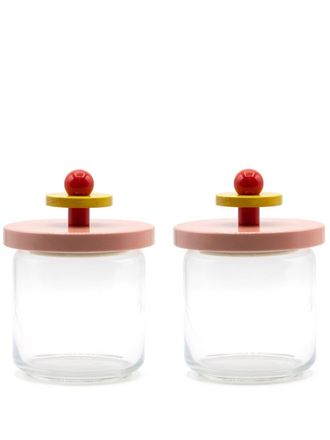 Alessi contrasting-lid transparent glass (set of two) - Neutrals
