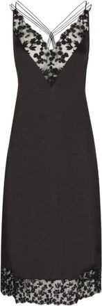 Fendi Zijden en kanten jurk - Dames - Maxi kleedjes - Zwart - XS - Katoen - Kleedjes