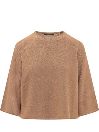 Fabiana Filippi Beige Knitted Crew Neck Sweater
