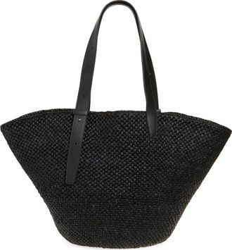 LIÉ STUDIO The Large Bianca Woven Raffia Tote in Black at Nordstrom