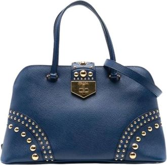 Prada Pre-owned Handbags, female, Blue, Size: ONE SIZE Pre-owned Vintage Leather Handbag