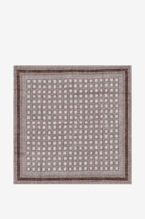Brunello Cucinelli Einstecktuch aus Seide mit Geo-Print und einfarbiger Seite